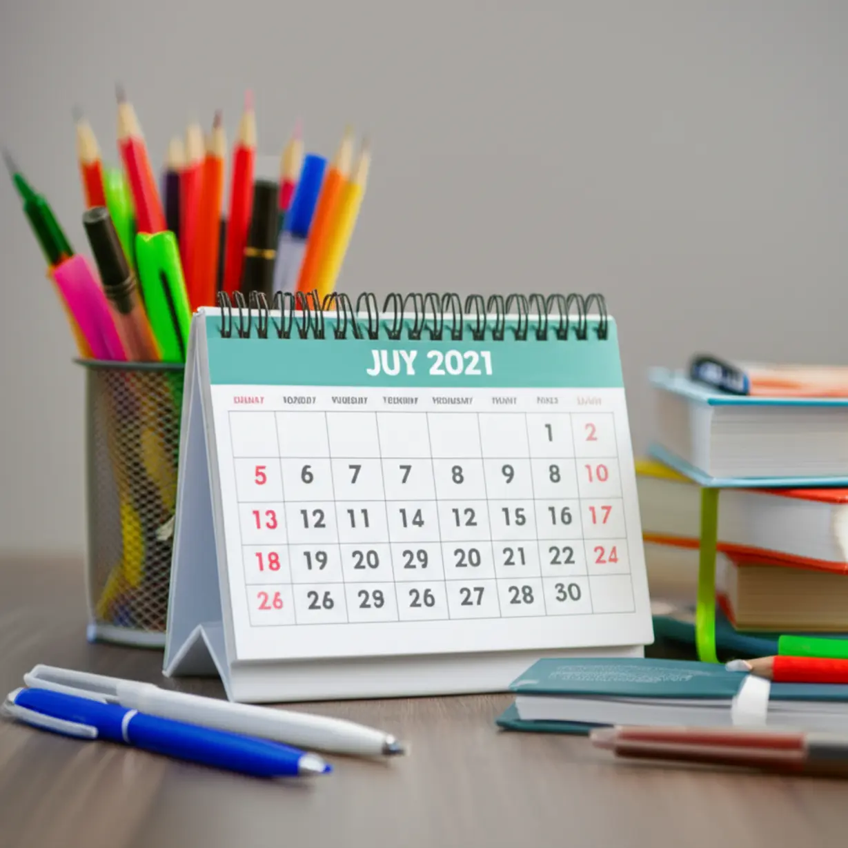 3D-illustration-of-a-calendar-marked-with-important-dates-for-university-early-admission,-with-study-items-like-notebooks-and-pens.