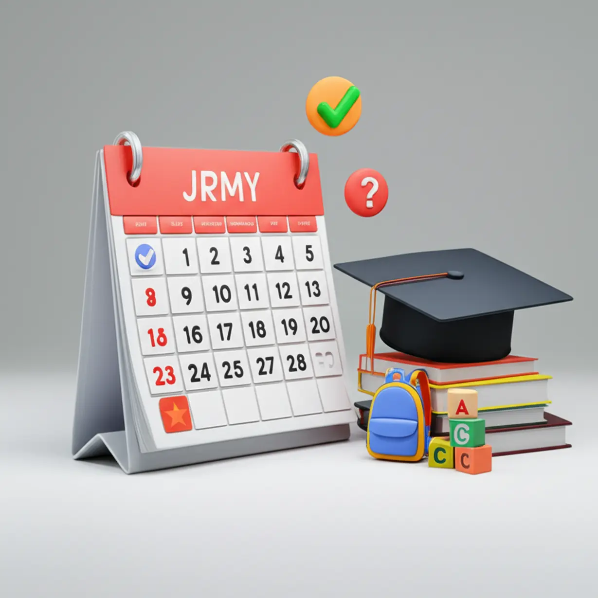 일정과-책들,-연령대별-학습-도구와-평가-상징이-있는-귀여운-3D-이미지