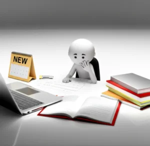 A-person-studying-for-the-Professional-Counselor-Level-2-exam,-surrounded-by-study-materials.