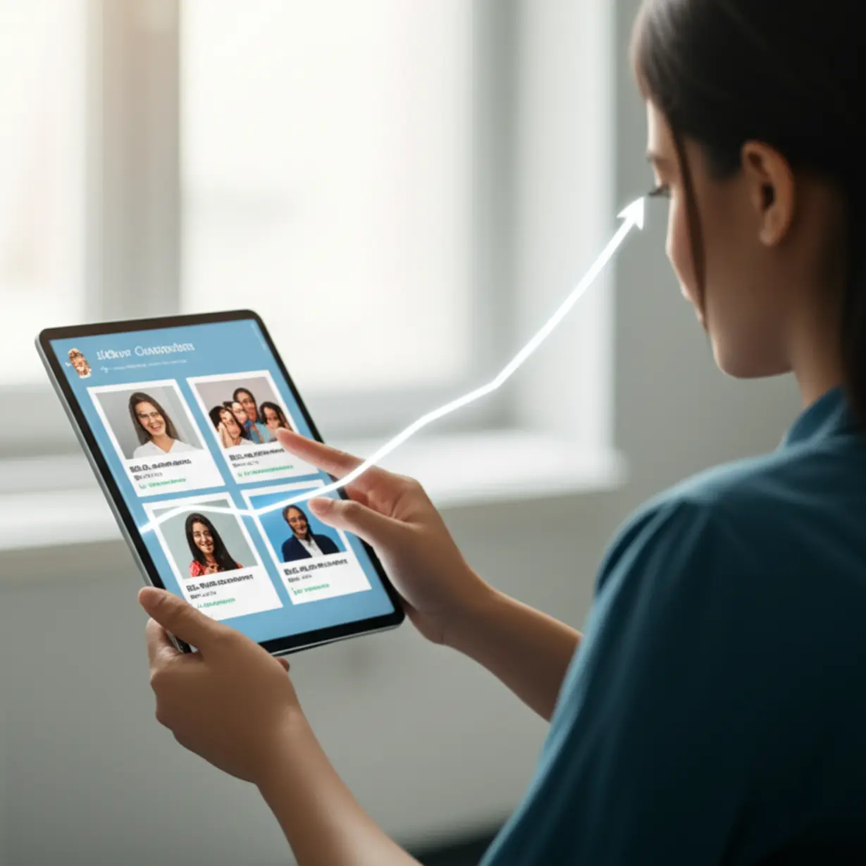 A-person-viewing-multiple-job-openings-for-career-counselors-on-a-tablet,-with-positive-career-growth-graphics-in-a-3D-style.