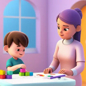 A-cute-3D-image-of-a-child-drawing-with-an-adult,-symbolizing-child-psychology-counseling.