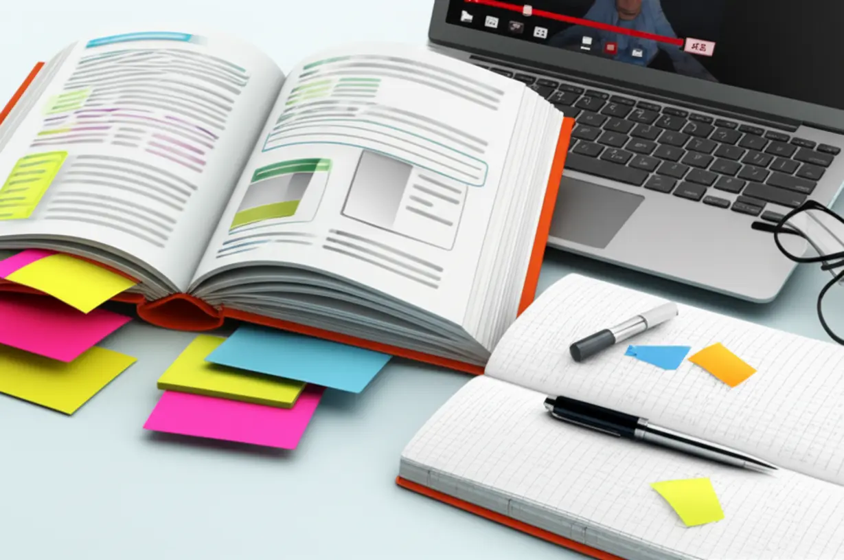 온라인-강의를-시청하며-교재와-오답노트를-활용하여-공부하는-모습