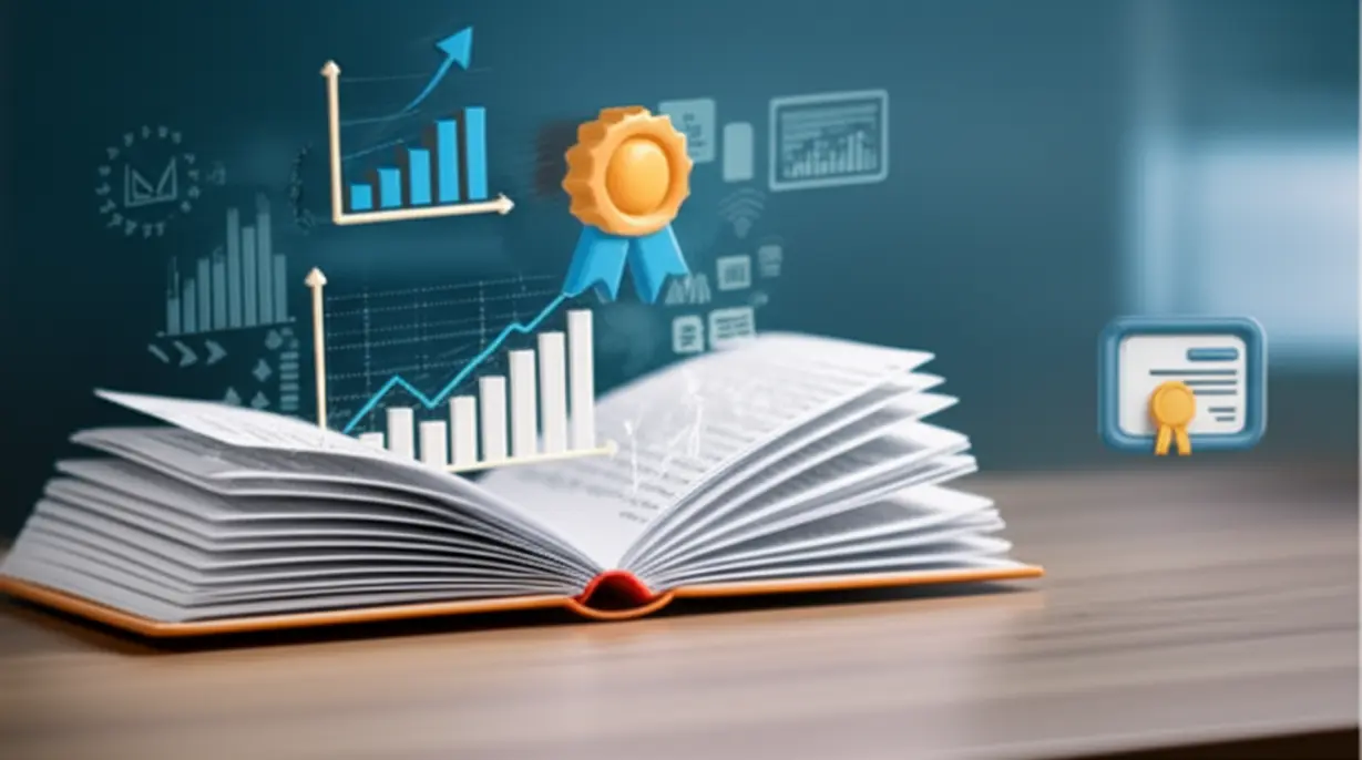 A-cute-3D-rendering-of-accounting-documents,-a-calculator,-and-a-stylized-certificate,-representing-the-Computerized-Accounting-Level-1-exam.