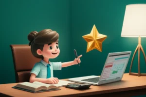 A-person-studying-computerized-accounting-with-books-and-a-laptop,-symbolizing-success-for-non-majors.