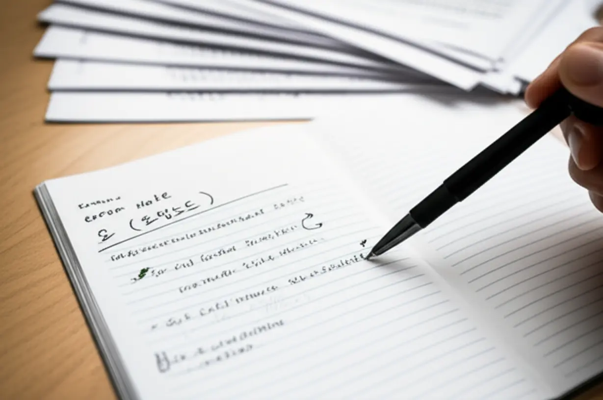 오답노트와-기출문제가-있는-귀여운-3D-공부-장면-이미지