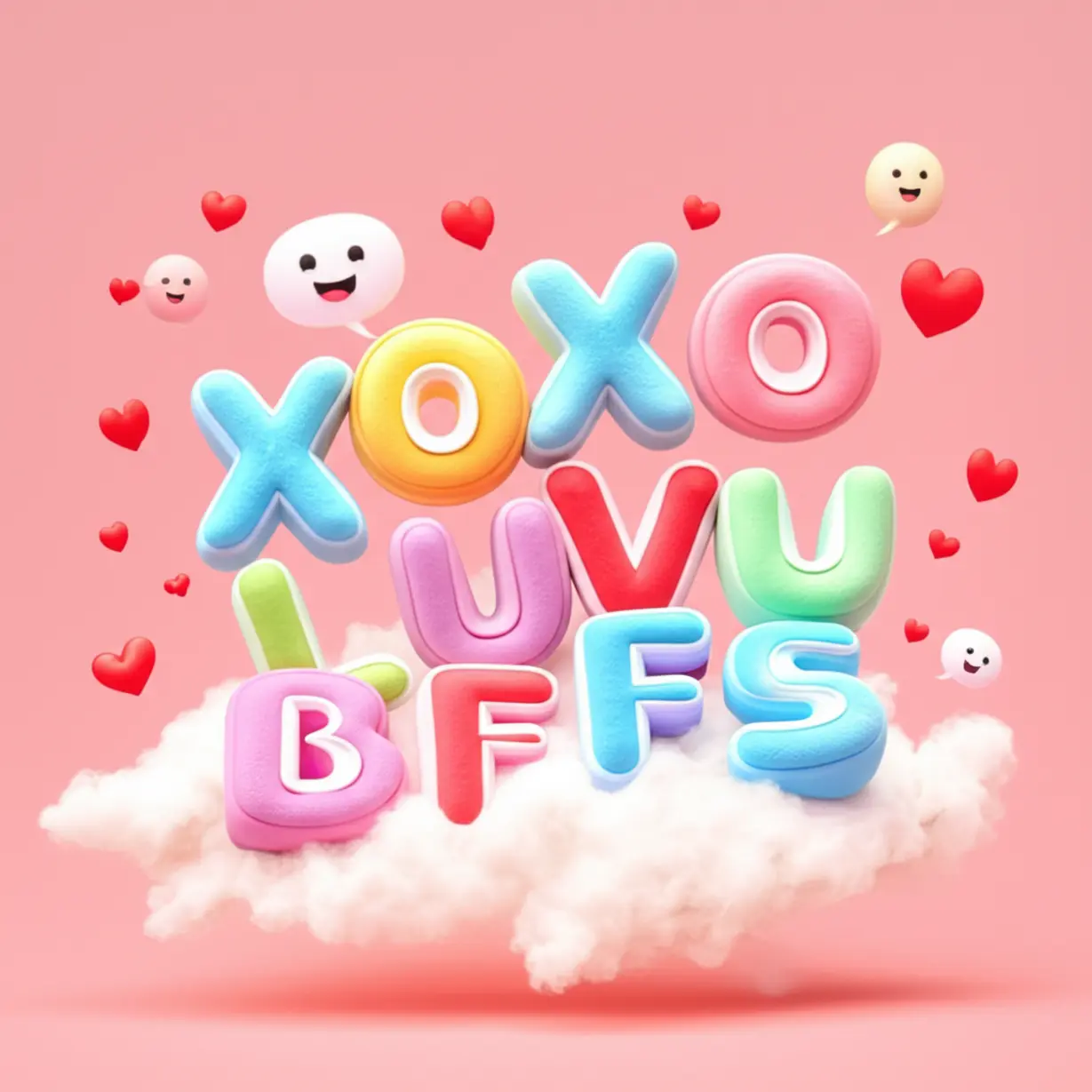 Plush-alphabet-blocks-forming-XOXO,-LUVU,-and-BFFs-on-a-cloud,-surrounded-by-hearts-and-speech-bubbles.
