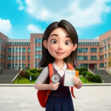 동덕여자대학교-건물-앞에서-성적표를-들고-웃는-학생의-모습