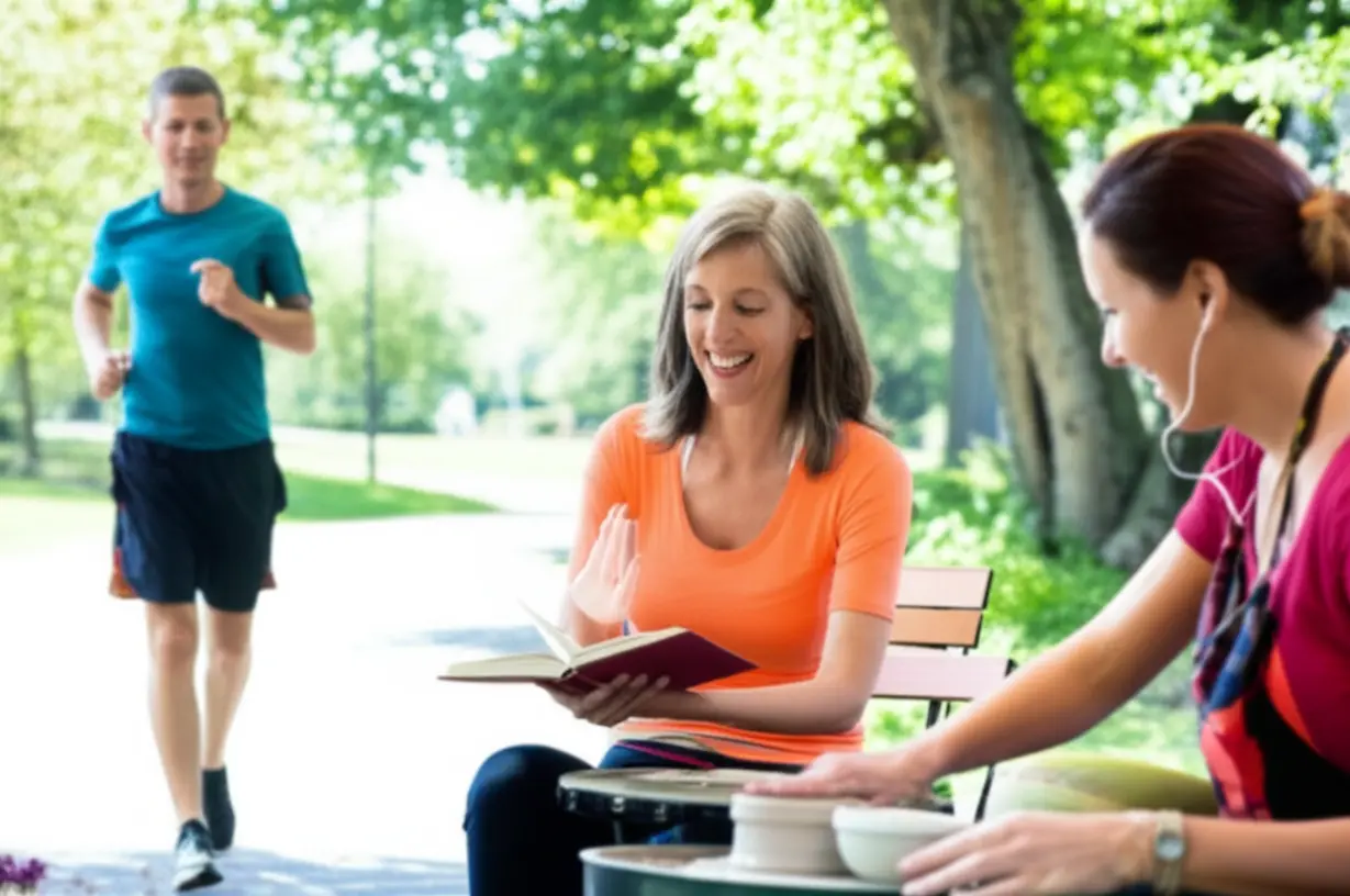 조깅,-독서,-학습-등-긍정적인-활동에-참여하는-40대-사람들의-3D-이미지