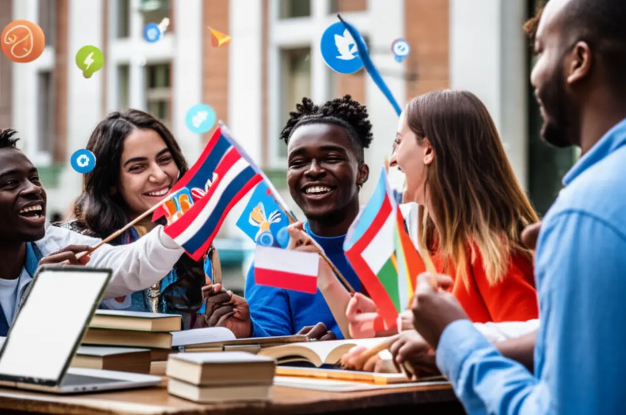 Diverse-university-students,-both-international-and-local,-interacting,-representing-eligibility-for-a-global-program.