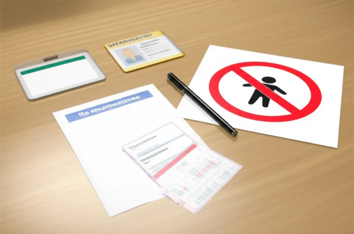 Neatly-arranged-items-for-an-exam-including-an-ID,-admission-ticket,-and-pen.