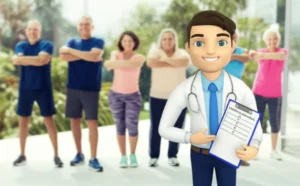 A-cute-3D-illustration-of-an-exercise-prescriber-guiding-various-individuals-in-a-bright,-clean-setting,-depicting-personalized-exercise-programs.
