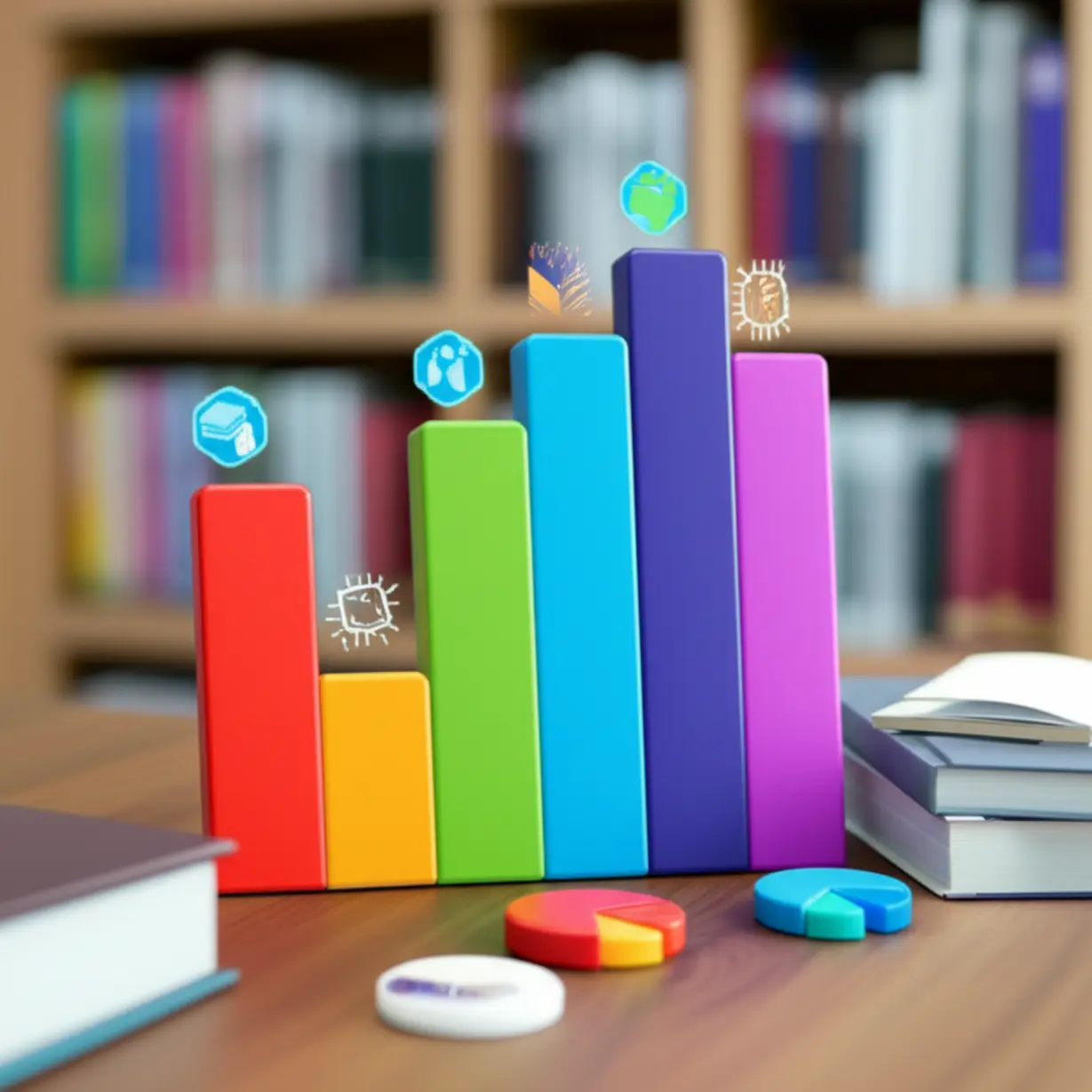 A-cute-3D-illustration-of-an-academic-data-chart,-visually-representing-grade-averages-and-competition-rates-for-university-departments.