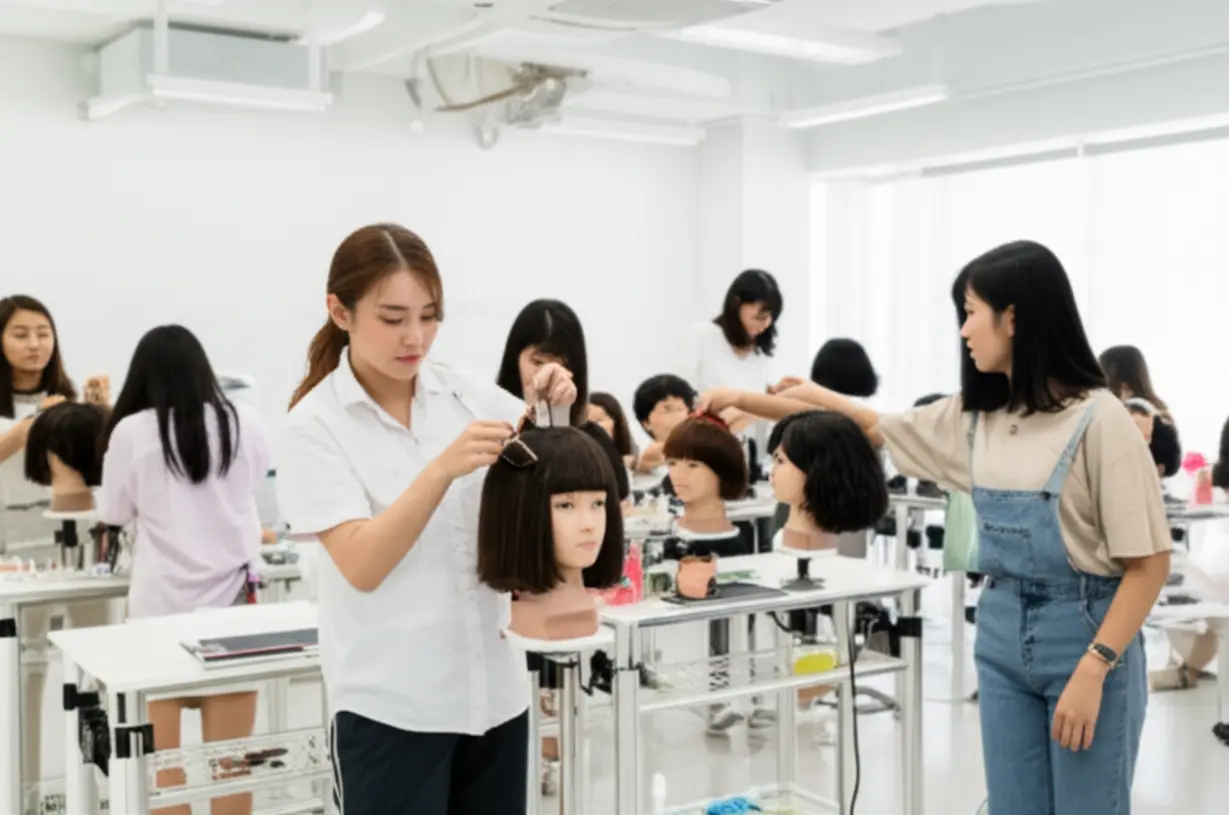 A-cheerful-3D-illustration-of-a-diverse-group-of-students-actively-learning-beauty-techniques-in-a-clean,-brightly-lit-Gwangju-beauty-academy-classroom.