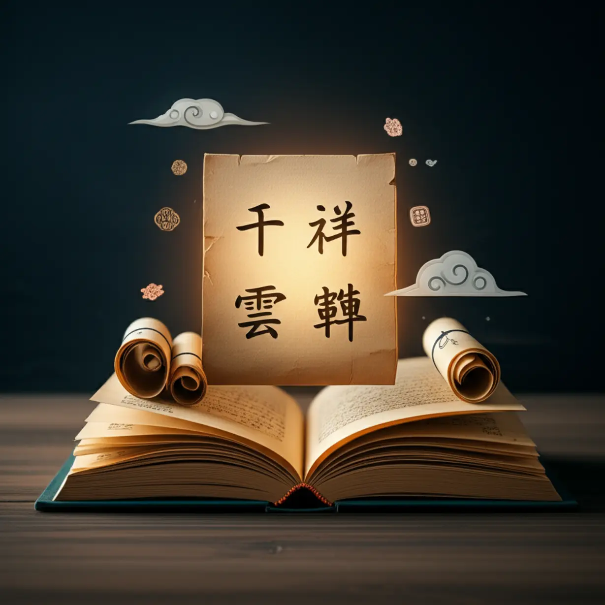 Ancient-scrolls-and-Hanja-characters-symbolizing-the-meaning-and-origin-of-Cheonsangunjip.
