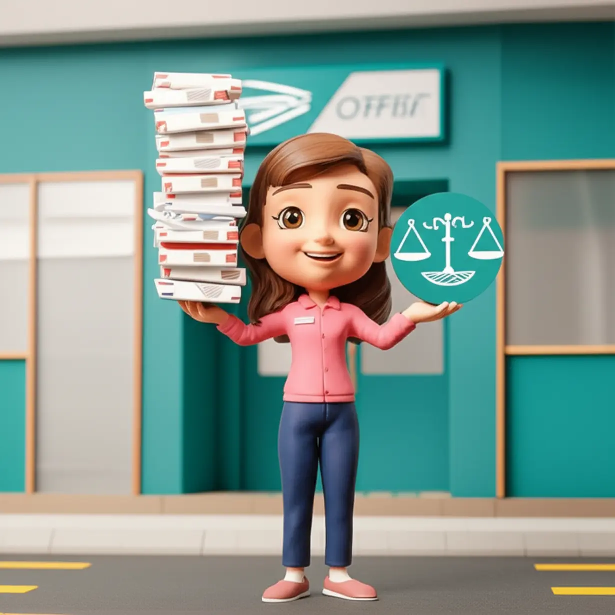 A-3D-illustration-showing-a-balanced-character-representing-the-work-life-balance-and-stability-of-a-mail-delivery-civil-servant.