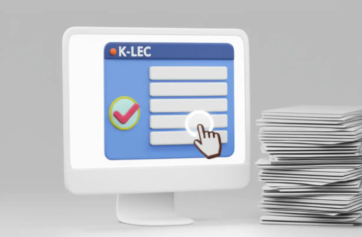 A-cute-3D-rendering-of-a-computer-displaying-the-K-LEC-program-interface,-symbolizing-practical-accounting-software-mastery-and-exam-preparation.