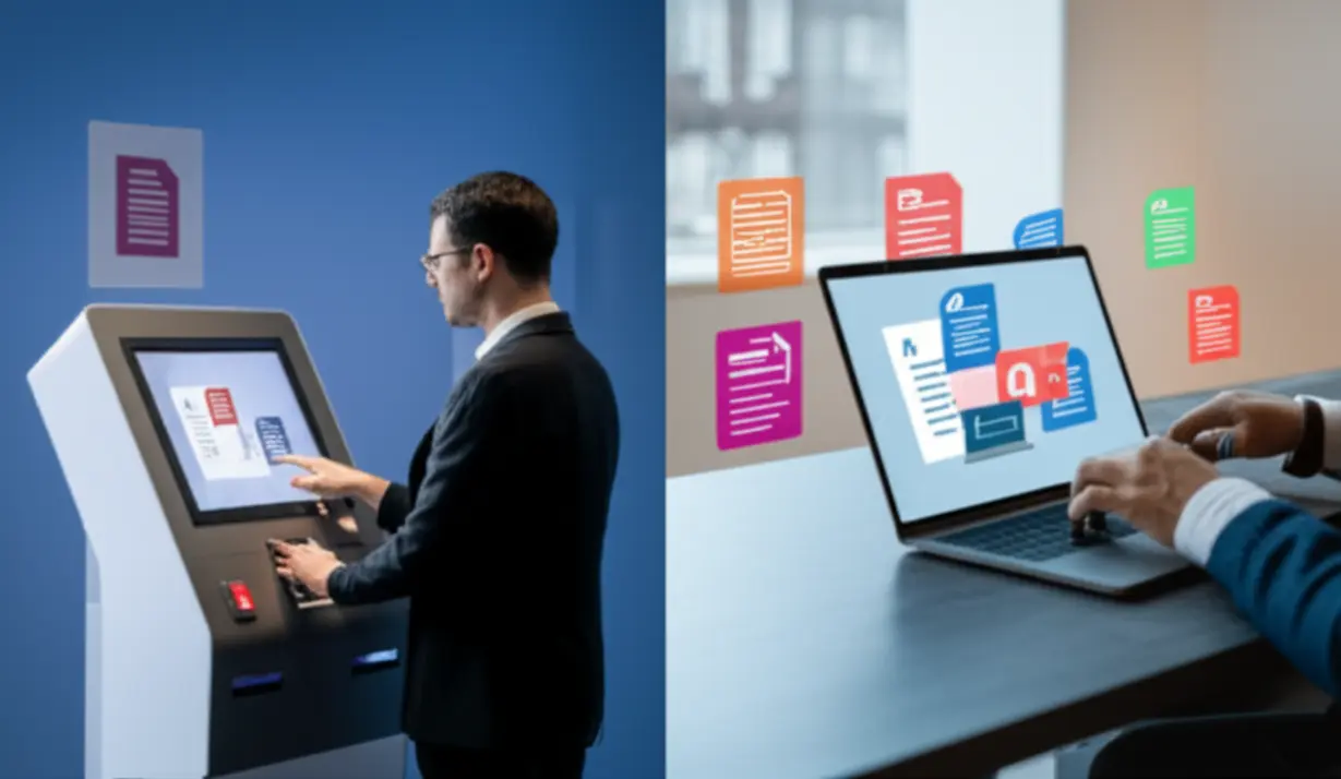 An-illustration-showing-both-a-self-service-kiosk-and-a-laptop-user-for-obtaining-official-documents.