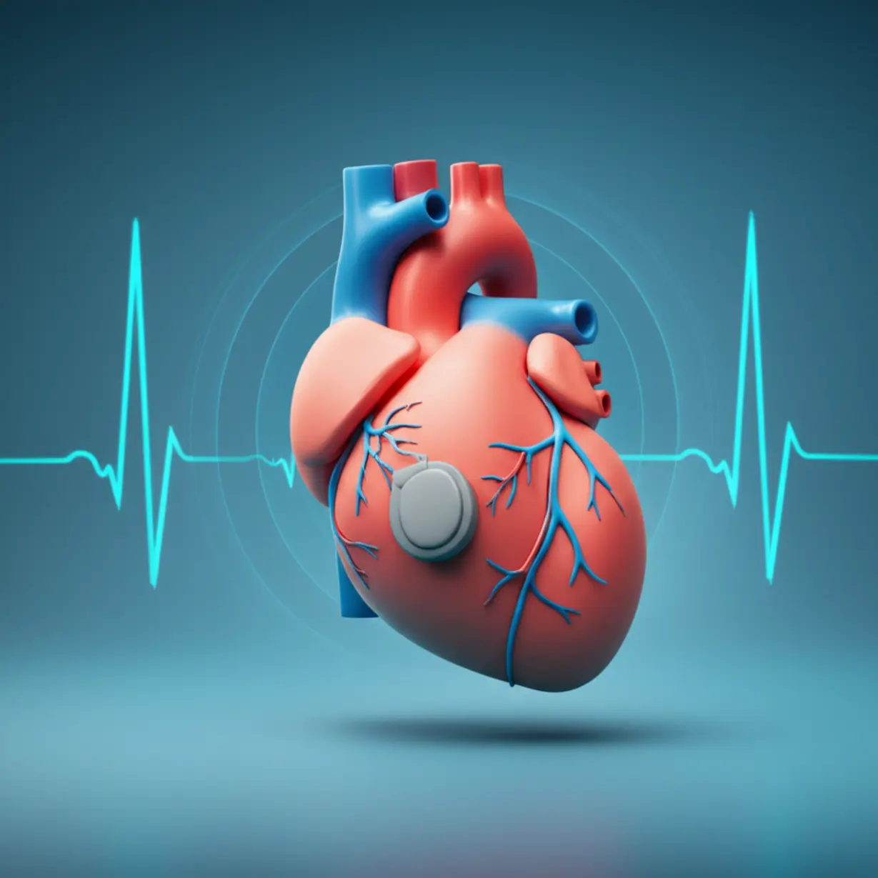 A-3D-stylized-heart-icon-with-rhythmic-pulse-waves-and-a-conceptual-medical-device.