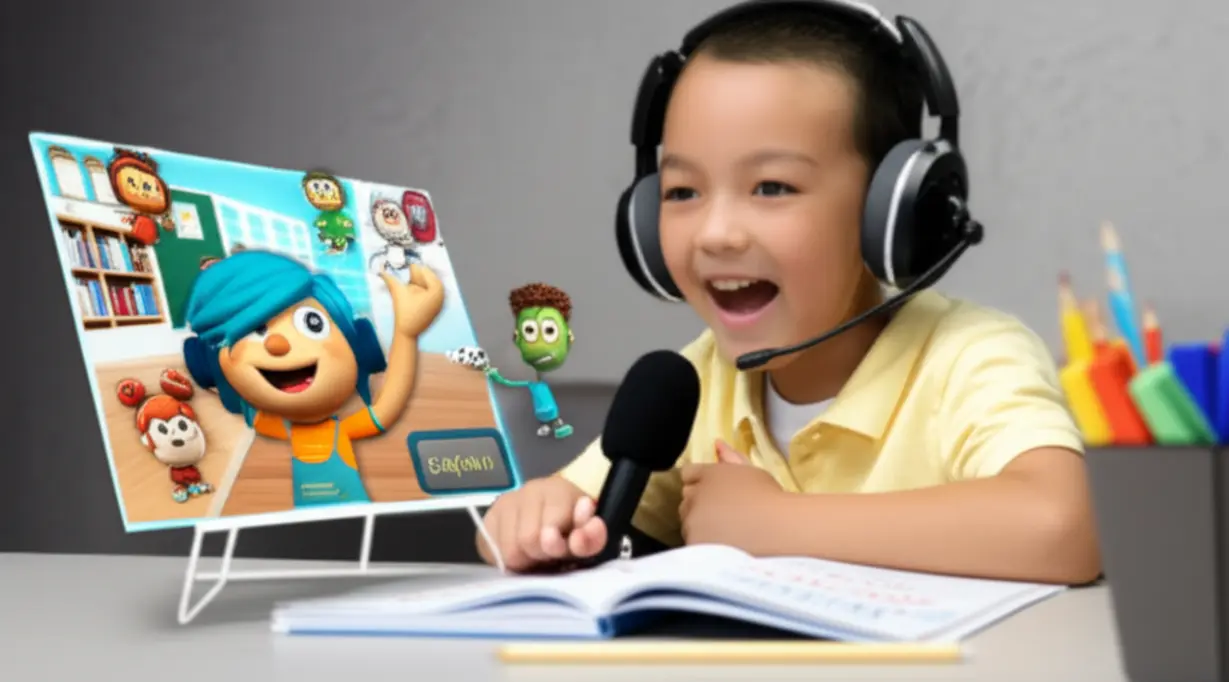 Child-actively-participating-in-an-online-English-class