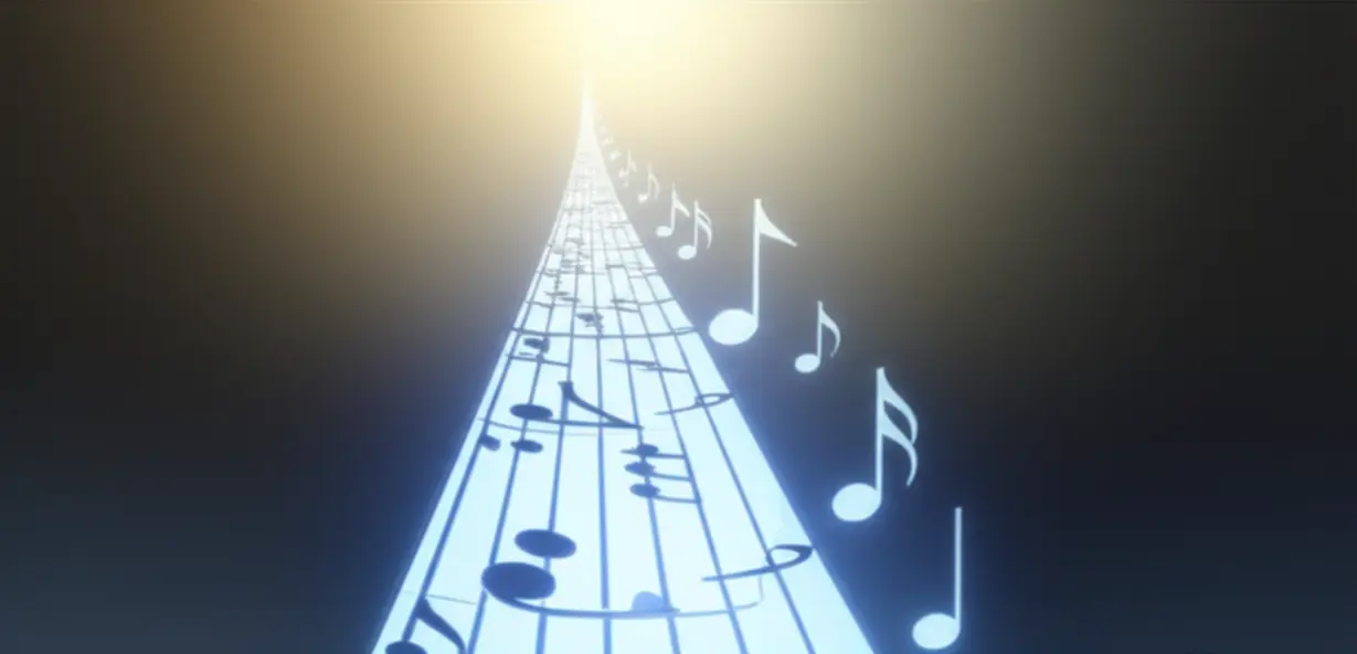 A-cute-3D-illustration-of-a-stylized,-glowing-pathway-resembling-musical-notes-and-light,-leading-to-a-radiant-horizon.-Abstract-wisps,-symbolizing-overcome-inner-demons,-are-softly-dissolving-into-light-along-this-path,-creating-a-hopeful-and-inspiring-scene.