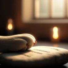 따뜻한-조명-아래-작은-추모석에-놓인-반려동물의-부드러운-발바닥,-평화로운-작별-공간을-연상시키는-이미지.