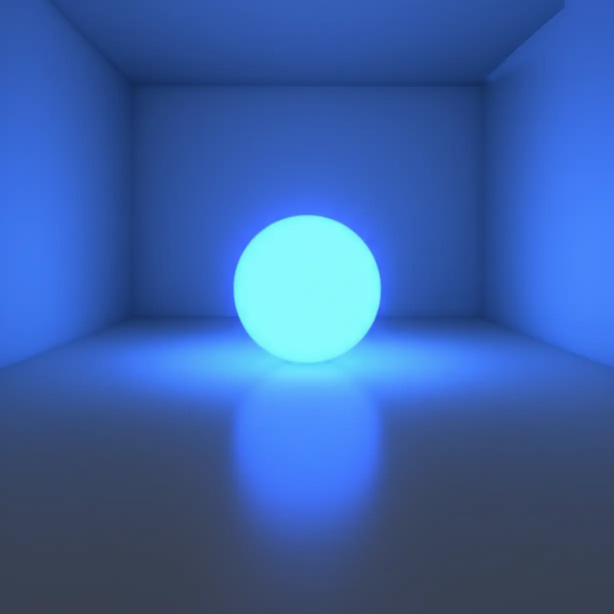 A-cute-3D-perfectly-symmetrical-blue-orb-standing-alone-in-a-room,-radiating-light,-symbolizing-exclusivity-and-singularity,-representing-the-adverb-
