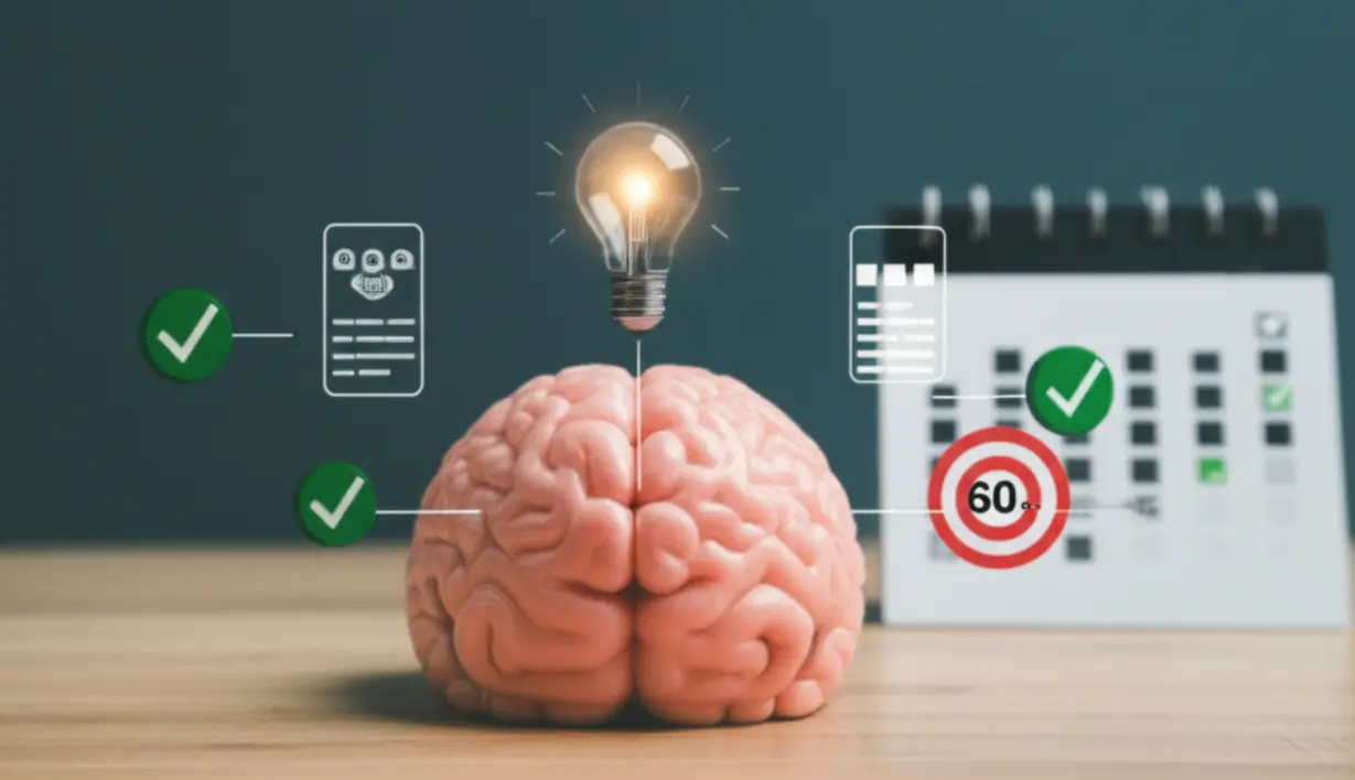 A-stylized-brain-with-a-lightbulb,-connected-to-a-target-marked-