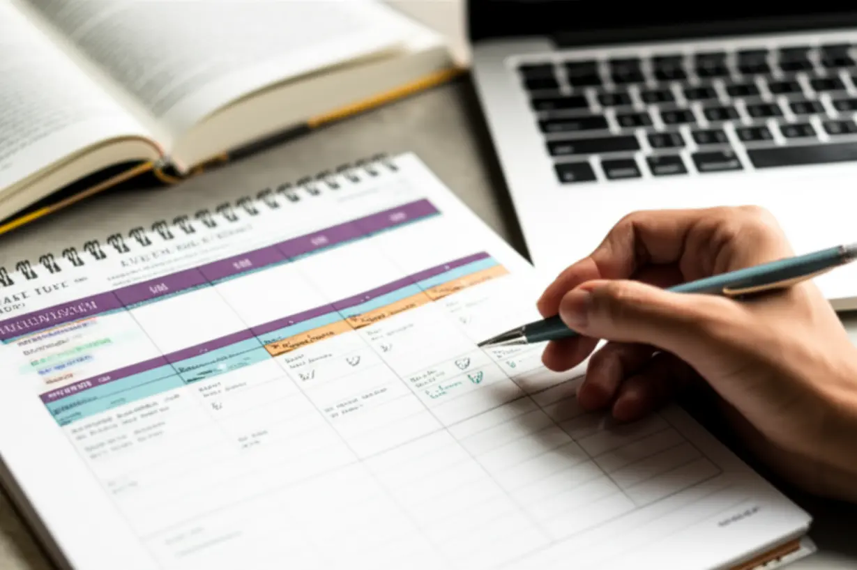 A-study-planner-showing-effective-last-minute-study-strategies-for-an-accounting-exam,-with-a-hand-marking-tasks.