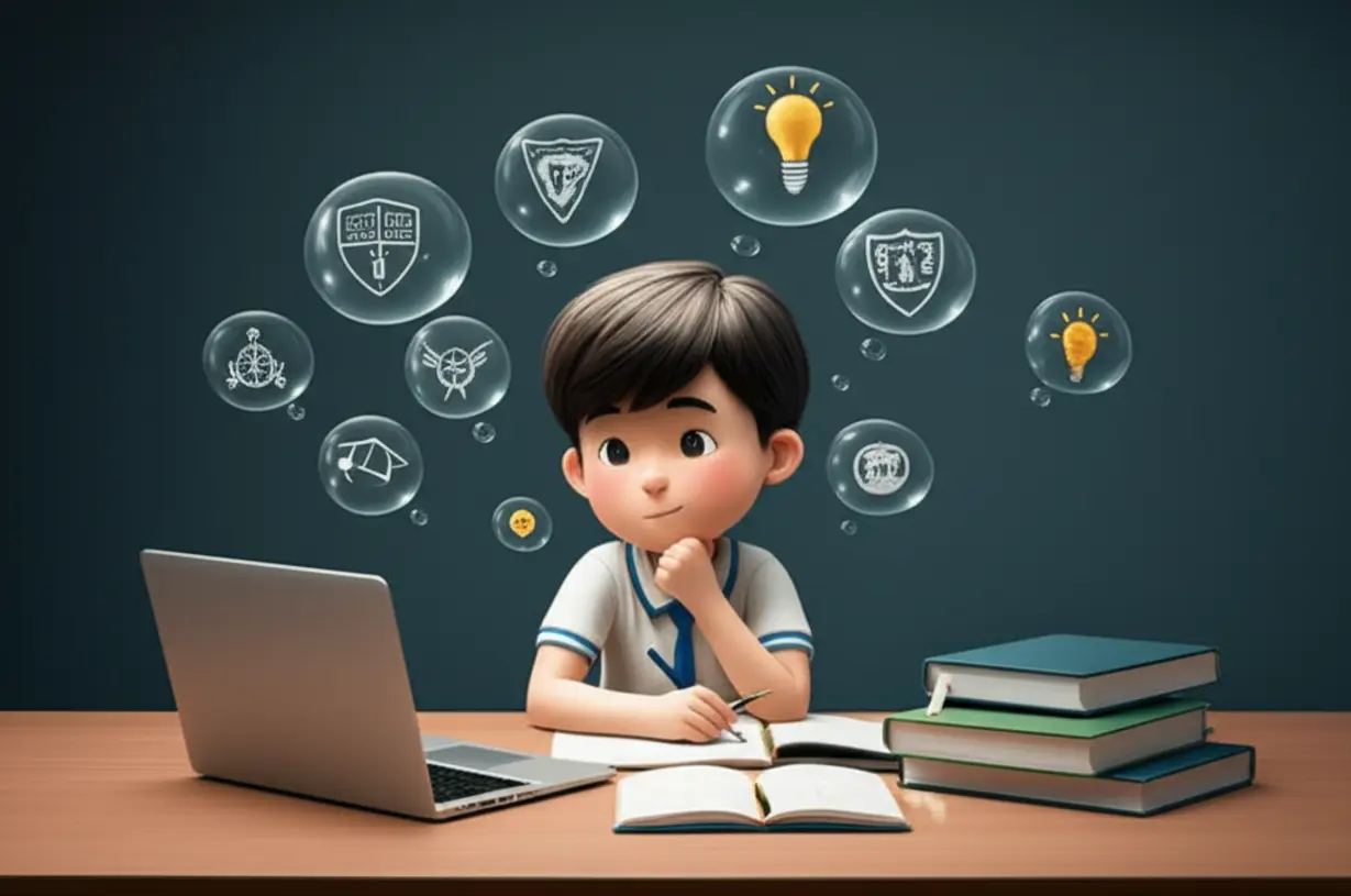 Cute-3D-student-planning-admission-strategy-with-laptop-and-textbooks.