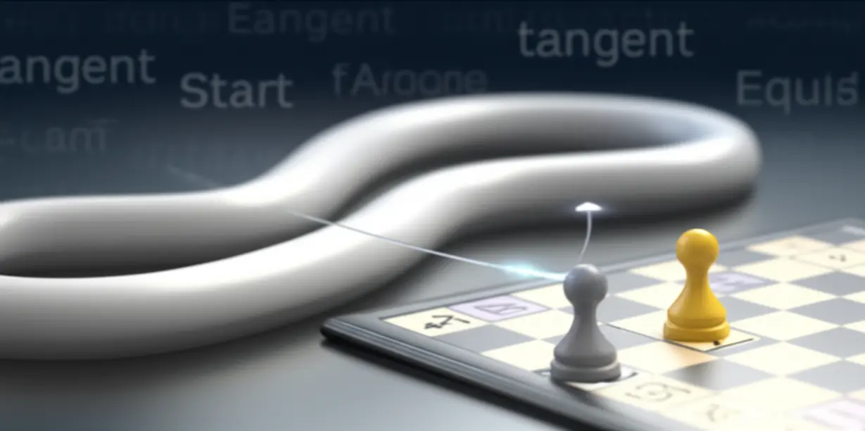 A-cute-3D-image-showing-a-path-veering-off-tangentially-and-a-game-piece-returning-to-a-starting-square,-illustrating-