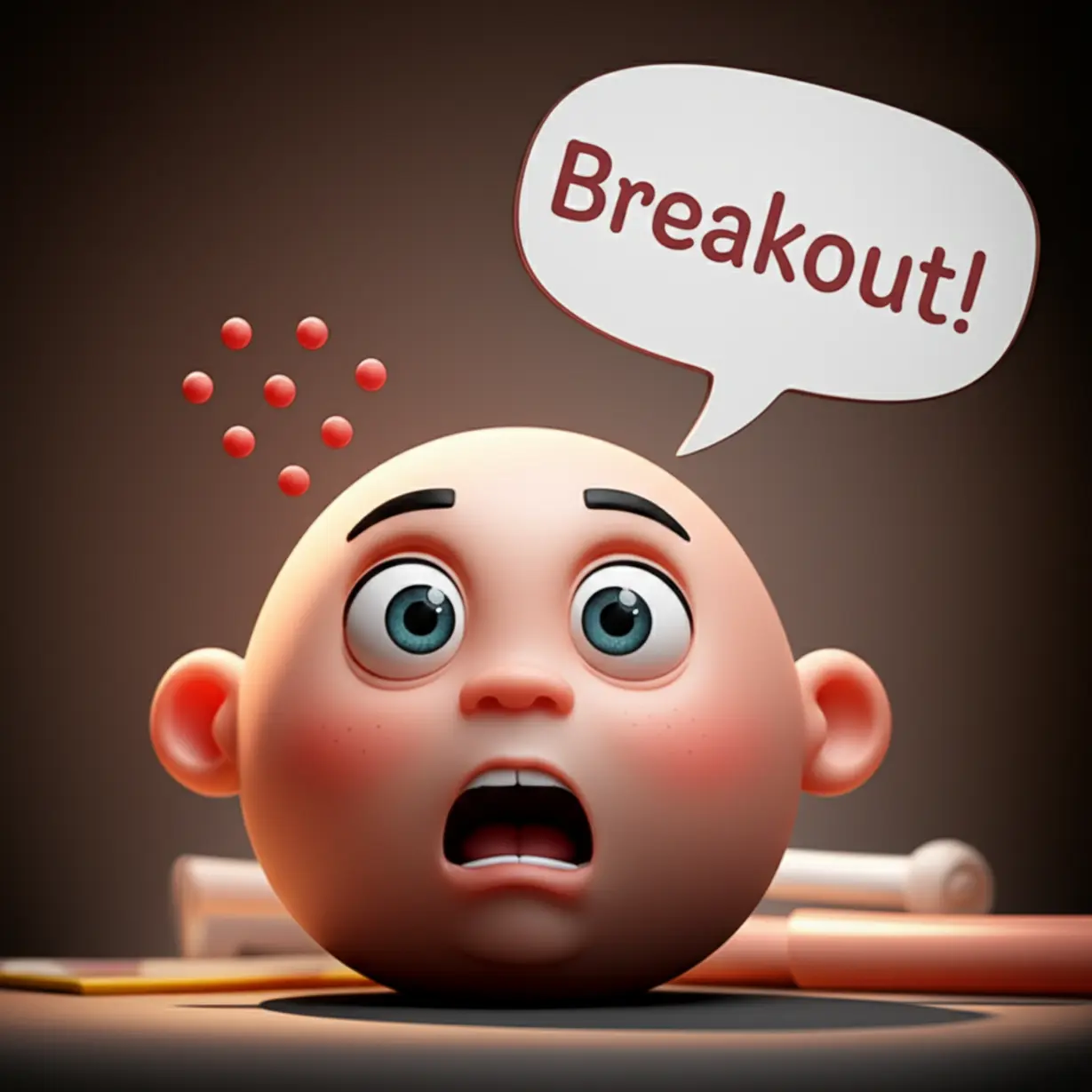 A-3D-illustration-showing-a-stylized-face-with-multiple-small-red-spots-appearing-suddenly,-labeled-