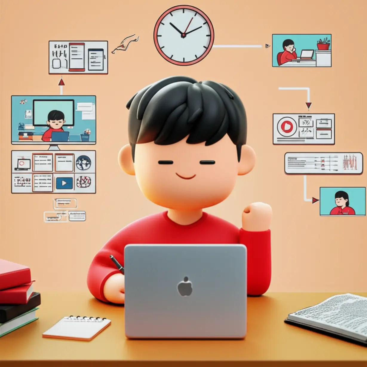 A-cute-3D-image-showing-a-two-month-study-progression-for-JaeKyungKwanLiSa,-with-the-first-month-focused-on-lectures-and-notes,-and-the-second-on-practice-and-review,-highlighting-a-non-major