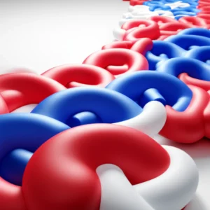 애국적인-색상의-추상적인-요소들이-얽혀-강력한-국가적-구호를-상징하는-3D-이미지