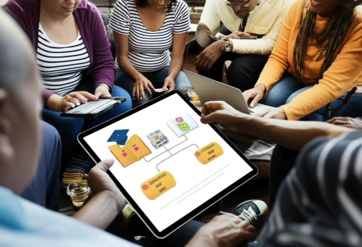 A-3D-illustration-showing-a-simplified-online-learning-environment-with-a-person-studying-on-a-laptop,-representing-the-easy-and-accessible-certification-process.