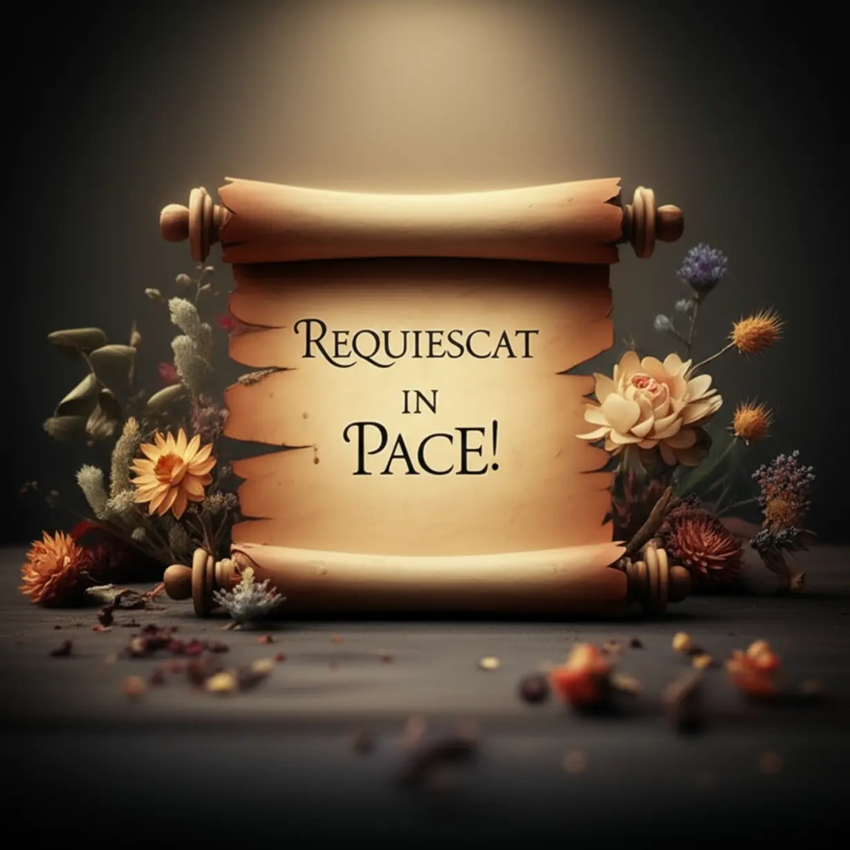 고대-라틴어-글귀가-적힌-두루마리가-평화롭게-놓여있음