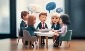 A-3D-rendering-of-people-receiving-career-counseling,-symbolizing-professional-guidance-and-job-searching-success.