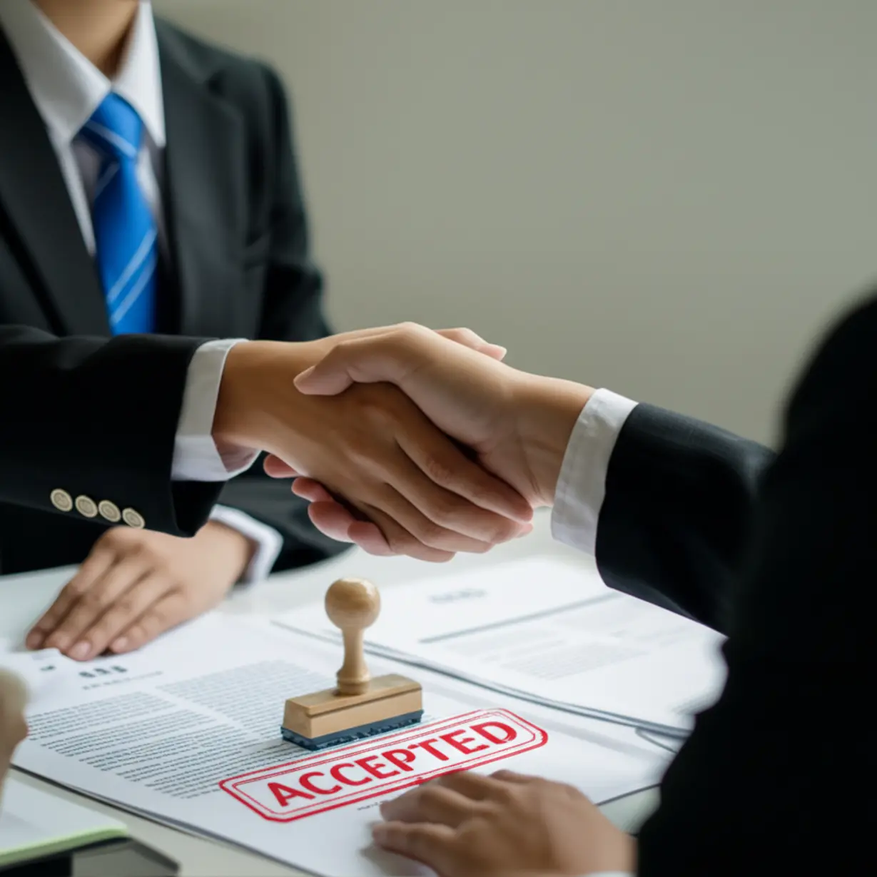 A-cute-3D-image-of-a-student-successfully-completing-an-interview,-with-a-prominent-"Accepted"-status,-symbolizing-comprehensive-support-for-final-job-acceptance.