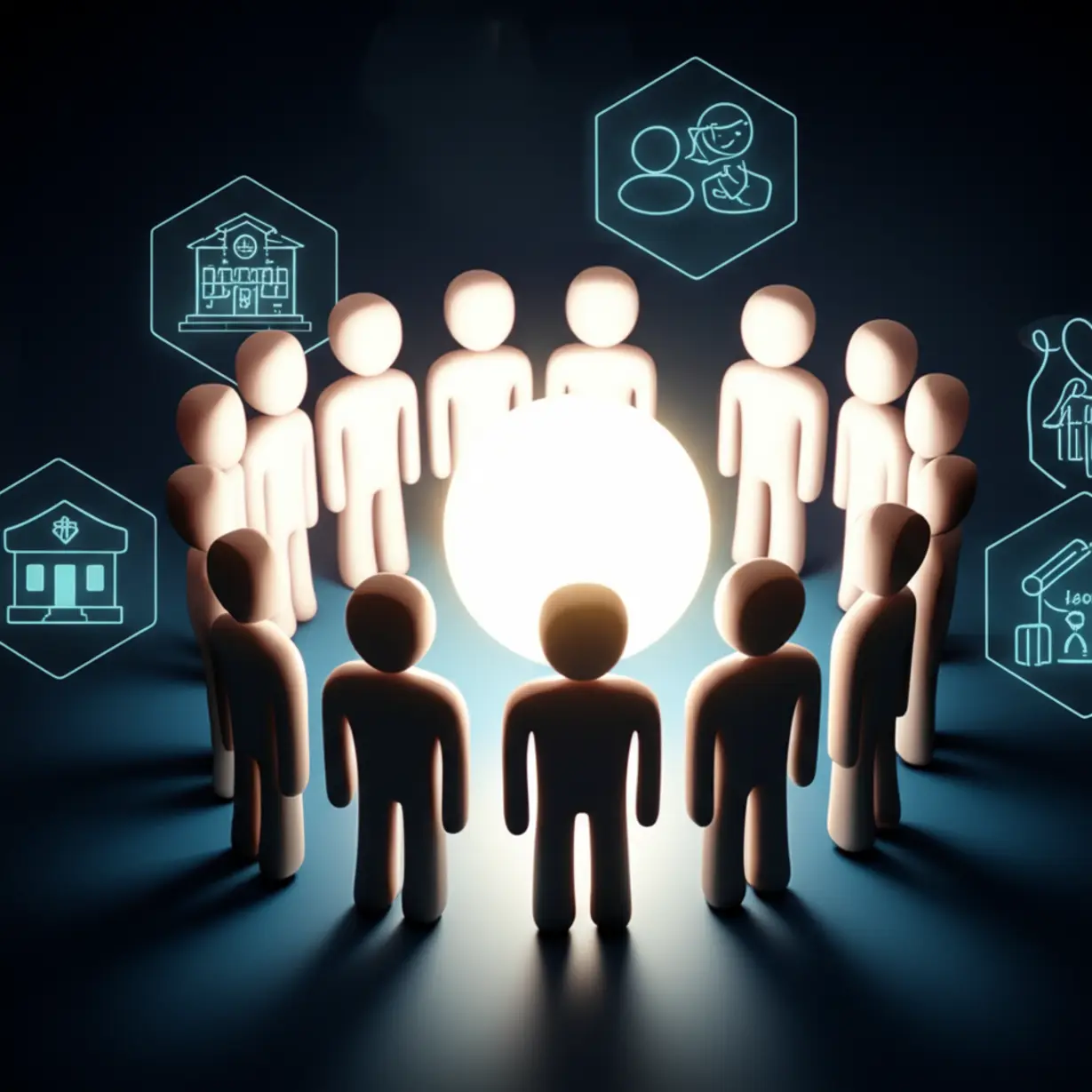 다양한-연령대의-사람들과-상담-기관-아이콘들이-어우러진-밝은-미래를-상징하는-3D-이미지