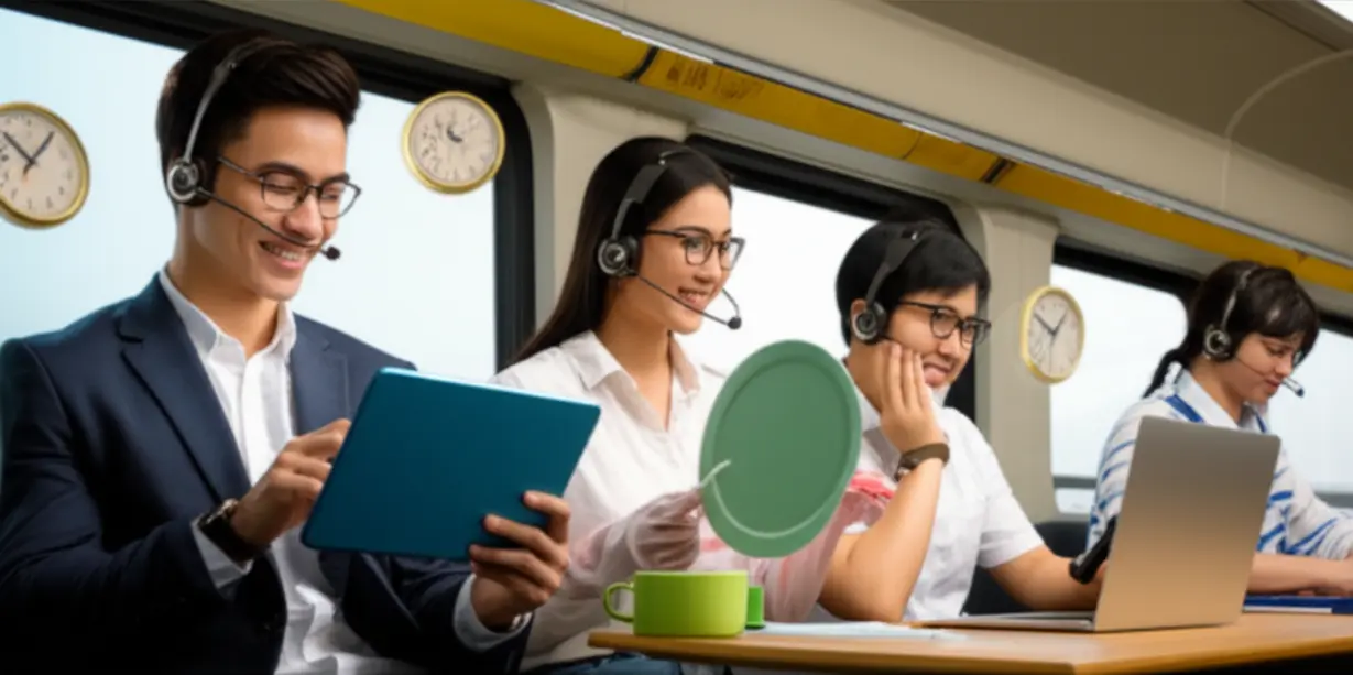 직장인,-주부,-학생이-일상-속에서-유연하게-전화영어를-학습하는-모습