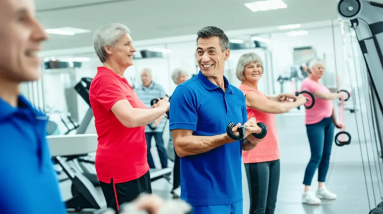 A-3D-illustration-of-people-of-various-ages-exercising-with-a-professional-supervising,-symbolizing-the-bright-career-prospects-for-exercise-prescribers.