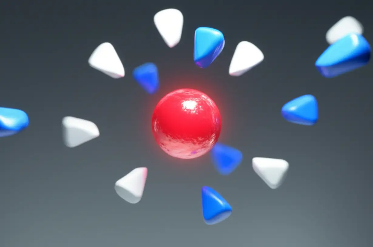 중앙의-빛나는-붉은-구체가-아이디어를-상징하고,-주변에-다양한-색상의-작은-구체들이-퍼져나가는-추상적인-3D-이미지
