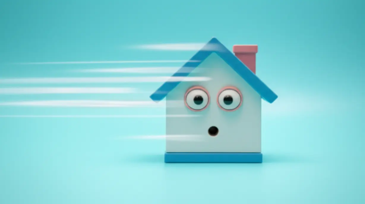 A-cartoon-house-being-gently-nudged-by-a-breeze,-symbolizing-