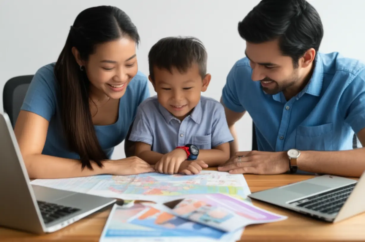 한-가족이-캐나다-유학-계획표와-자료를-보며-미래를-논의하는-모습.-신중한-유학-준비의-중요성을-강조합니다.