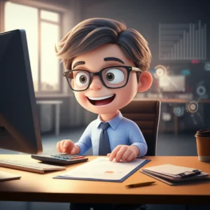 전산회계2급-합격을-위한-공부-방법과-가이드가-담긴-책과-컴퓨터,-계산기-등이-놓인-책상