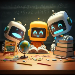 친근한-3D-로봇들이-수능-교재와-함께-공부하는-모습