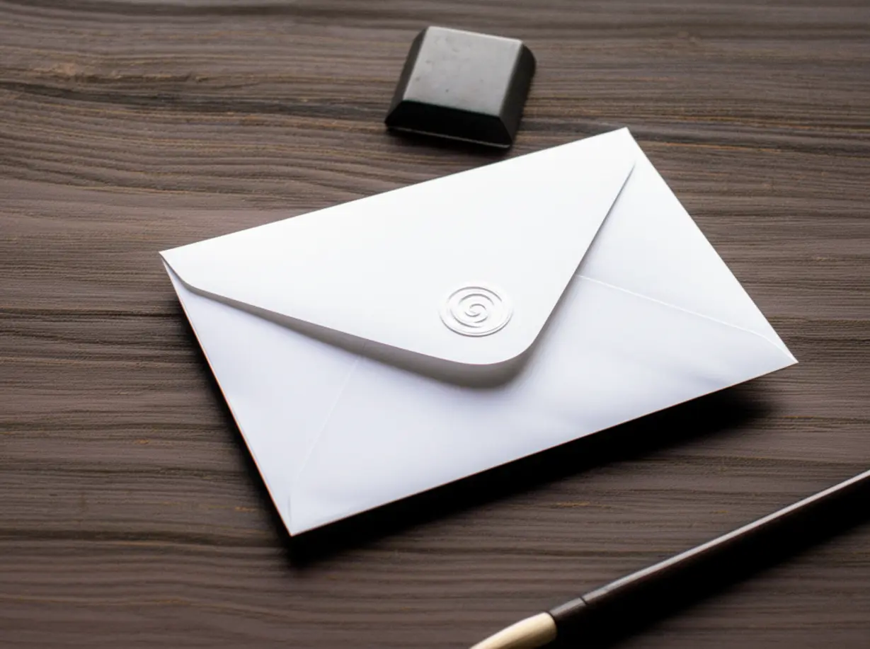 전통적인-흰색-봉투와-붓,-먹이-차분한-분위기에서-준비된-모습