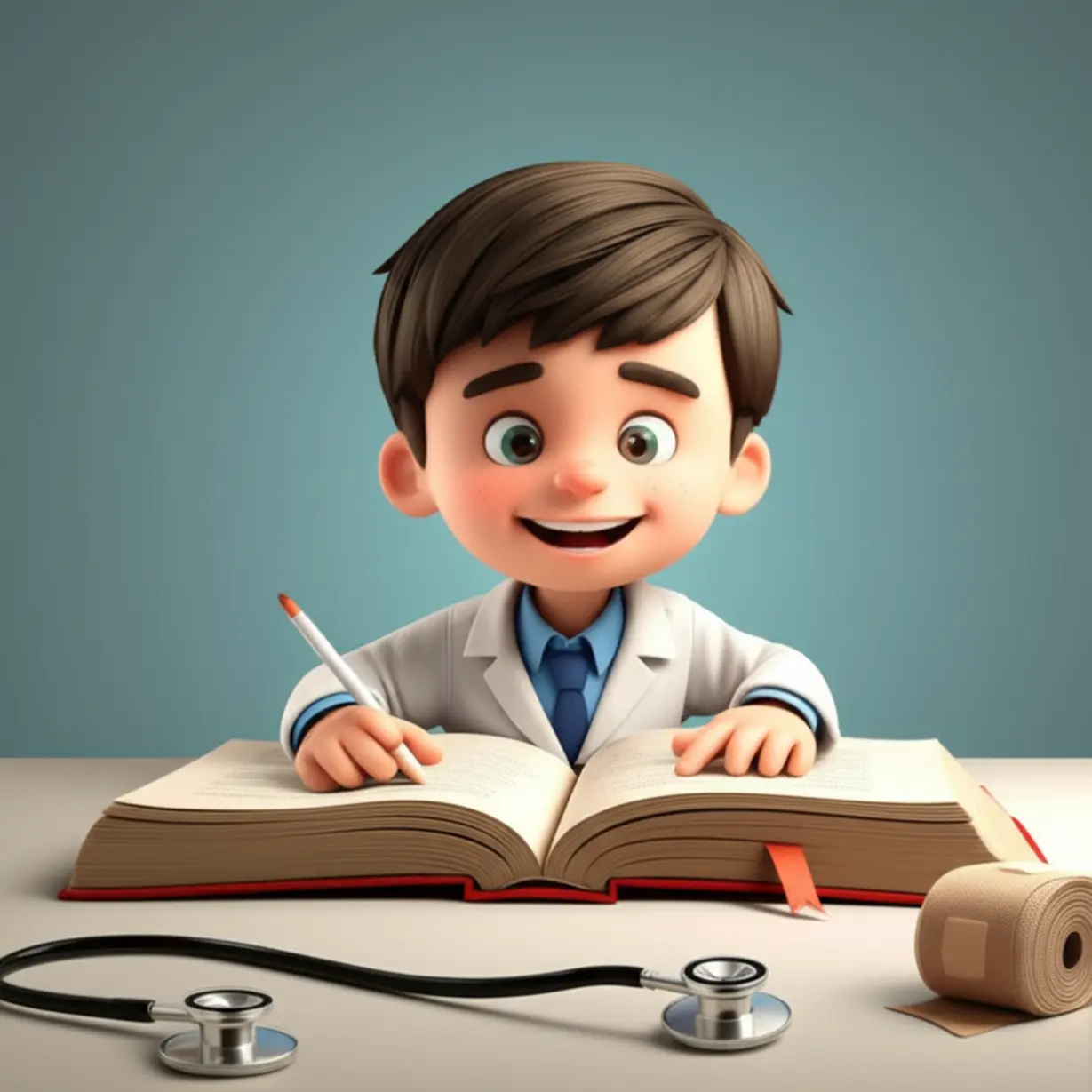 Cute-3D-cartoon-character-studying-nursing-assistant-exam-materials-at-a-desk.